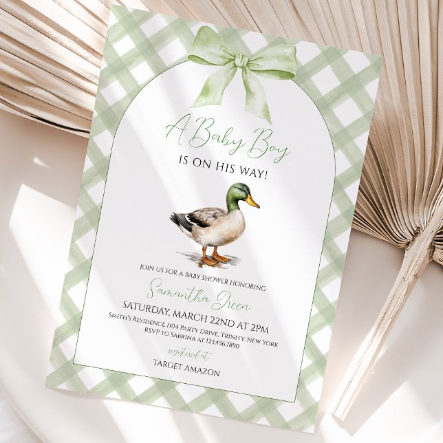 Convites Chá de Bebê do Pato Mallard Menino (Criador carregado)