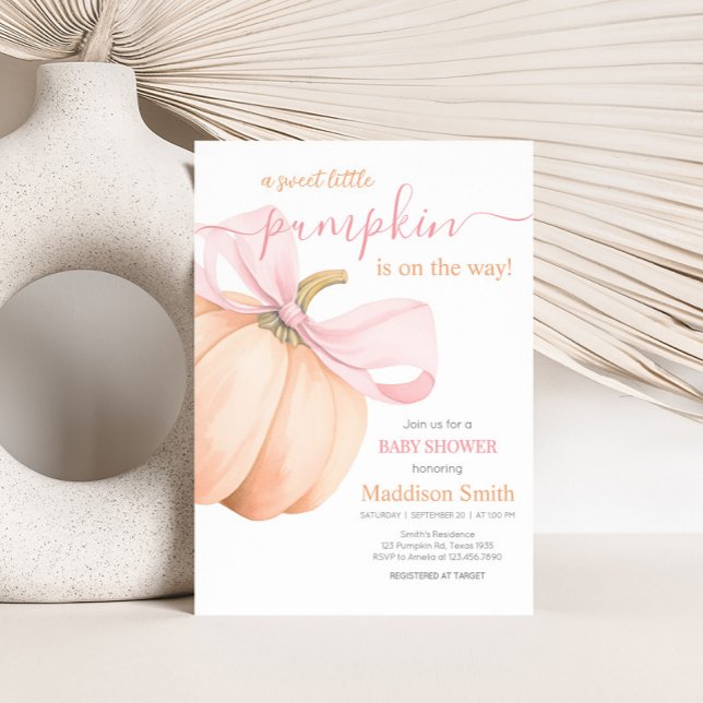 Convites Chá de Bebê do Pequeno Abóbora Laranja (Elegant Pumpkin Baby Shower Invitation)