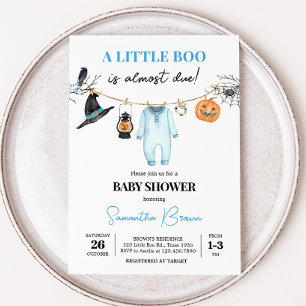 Convites Chá de Bebê do Pequeno Boo Azul de Halloween