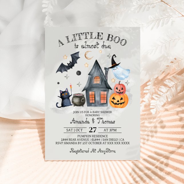Convites Chá de Bebê do Pequeno Boo de Halloween Abóbora (Criador carregado)