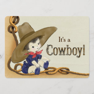 Convites Chá de Bebê do Pequeno Cowboy