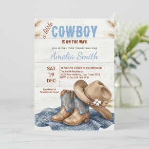 Convites Chá de Bebê do Pequeno Cowboy