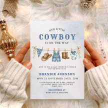 Chá de Bebê do Pequeno Cowboy Azul Moderno na Cord