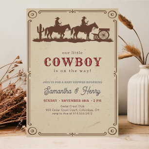 Convites Chá de Bebê do Pequeno Cowboy Western