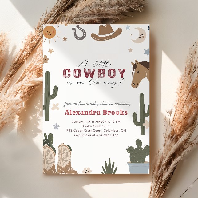Convites Chá de Bebê do Pequeno Cowboy Western (Criador carregado)