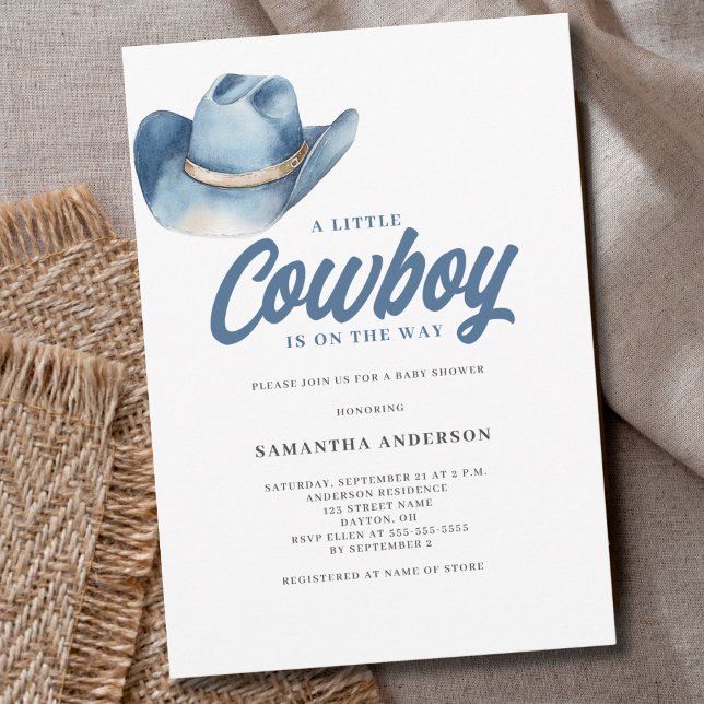Convites Chá de Bebê do Pequeno Cowboy Western Menino  (Criador carregado)