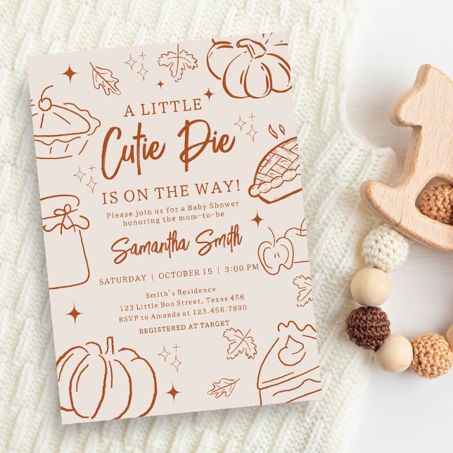 Convites Chá de Bebê do Pequeno Doce Outono (Hand Drawn Little Cutie Pie Baby Shower Invitation )