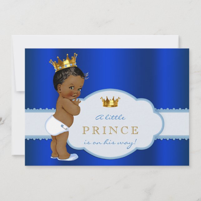 Convites Chá de Bebê do Príncipe Afro-Americano (Frente)