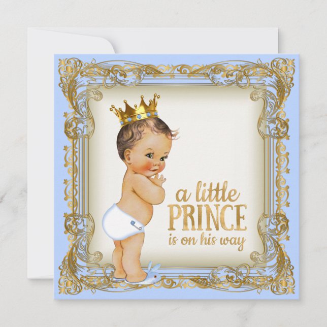 Convites Chá de Bebê do Príncipe Azul Baby (Frente)
