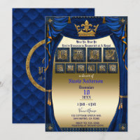Chá de Bebê do Príncipe Azul e Dourado da Coroa Re