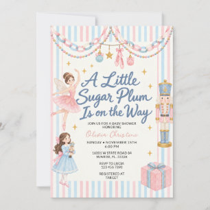 Convites Chá de Bebê do Quebra-Nozes Rosa Azul Sugar Plum 