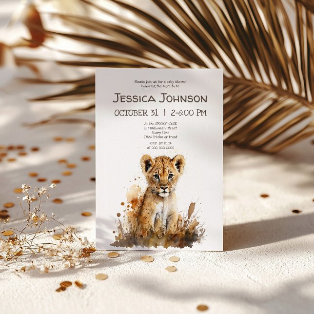 Convites Chá de Bebê do Rei Leão em Aquarela (Criador carregado)