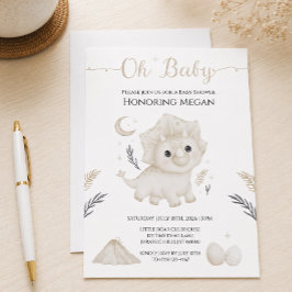Convites Chá de Bebê do Triceratops Neutro Adorável