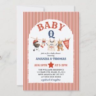 Convites Chá de Bebê do Ursinho Burger Baby-Q