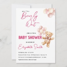 Chá de Bebê do Ursinho Rosa Personalizado
