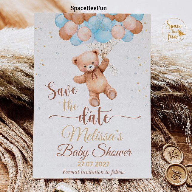 Convites Chá de Bebê do Ursinho Salve a data Mal podemos es (teddy bear baby shower boy,save the date,baby shower bear 
invitation,boho bohemian bear,we can bear)