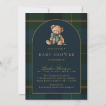 Chá de Bebê do Ursinho Teddy Clássico Xadrez Verde