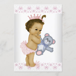 Convites Chá de Bebê do Ursinho Teddy Rosa