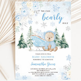 Convites Chá de Bebê do Urso Azul de Inverno