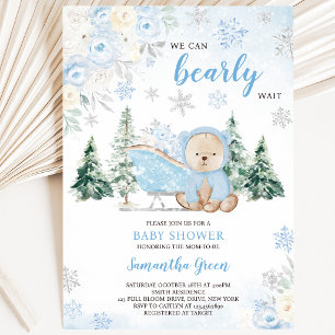 Convites Chá de Bebê do Urso Azul de Inverno