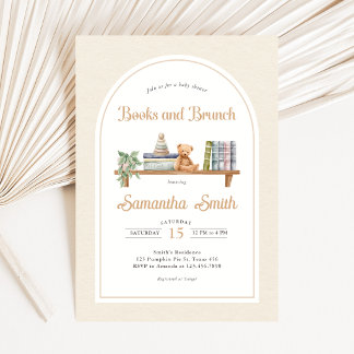 Convites Chá de Bebê do Urso de Livros e Brunch