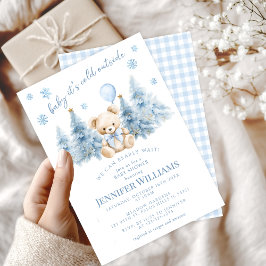 Convites Chá de Bebê do Urso Dourado Azul das Árvores de In