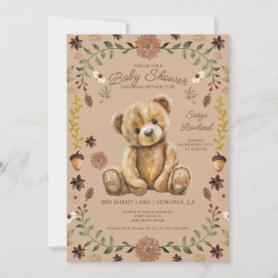 Convites Chá de Bebê do Urso Mágico da Floresta