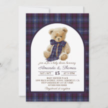 Chá de Bebê do Urso Xadrez Vintage
