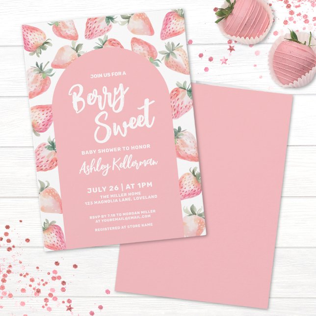 Convites Chá de Bebê Doce como Mirtilo (Berry Sweet Baby Shower Invitation)