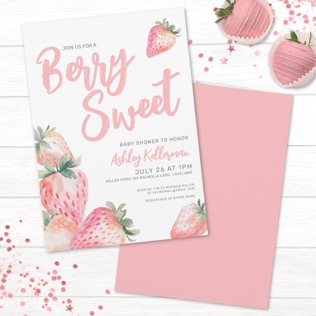 Convites Chá de Bebê Doce como Mirtilo (Berry Sweet Baby Shower Invitation)