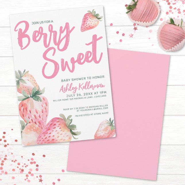 Convites Chá de Bebê Doce como Mirtilo (Berry Sweet Baby Shower Invitation)