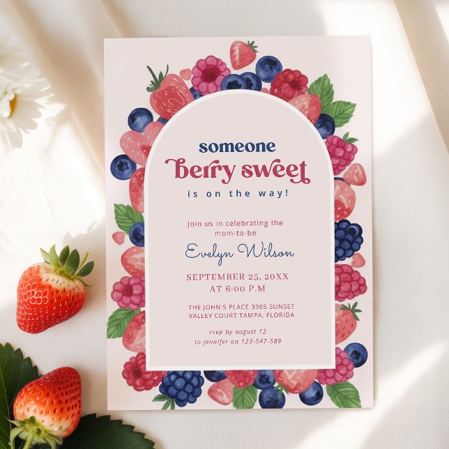 Convites Chá de Bebê Doce Fruta Aquarela (Criador carregado)
