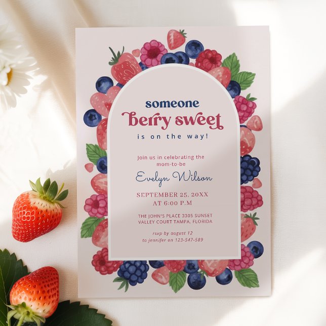 Convites Chá de Bebê Doce Fruta Aquarela (Criador carregado)