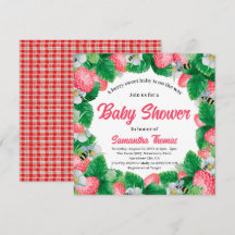 Chá de Bebê Doce Morango Aguarela