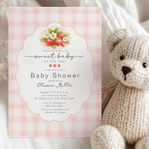Convites Chá de Bebê Doce Morango Berry
