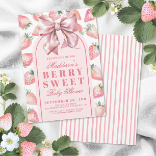 Convites Chá de Bebê Doce Morango Berry