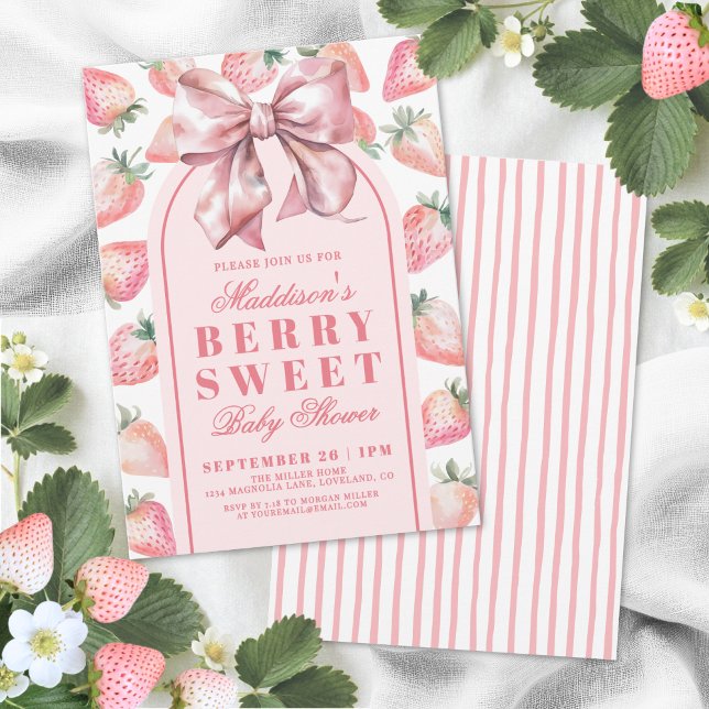 Convites Chá de Bebê Doce Morango Berry (Strawberry Berry Sweet Baby Shower Invitation )