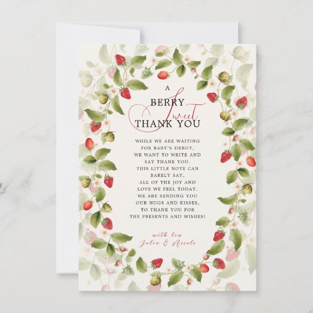 CONVITES CHÁ DE BEBÊ DOCE MORANGO SELVAGEM (Frente)