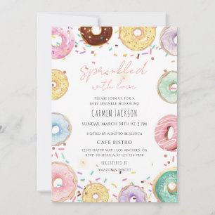 Convites Chá de Bebê Donut Polvilhado Com Amor