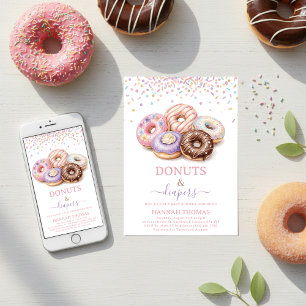 Convites Chá de Bebê Donuts e Fraldas Sprinkle Pastel
