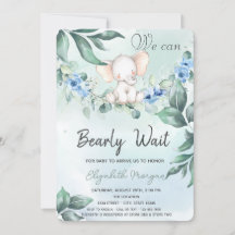 Chá de Bebê Elefante Aquarela Rosas Azuis