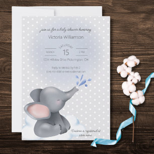 Convites Chá de Bebê Elefante Baby Adorável