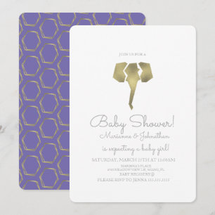 Convites Chá de Bebê Elefante Boho Foil Minimalista