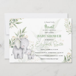 Convites Chá de Bebê Elefante Eucalipto Neutro em Gênero
