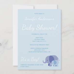 Convites Chá de Bebê Elefante Simples e Elegante