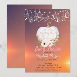 Convites Chá de Bebê Elegante Abóbora, Luzes, Textura Flora