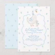 Chá de Bebê Elegante Azul Pastel Menino Ganso Bobo