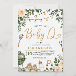 Convites Chá de Bebê Elegante BBQ em Aquarela