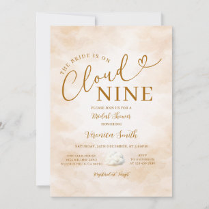 Convites Chá de Bebê Elegante Bege Romântico Nove Nuvens