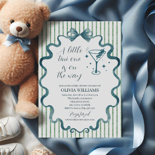 Convites Chá de Bebê Elegante Blue Martini Bow